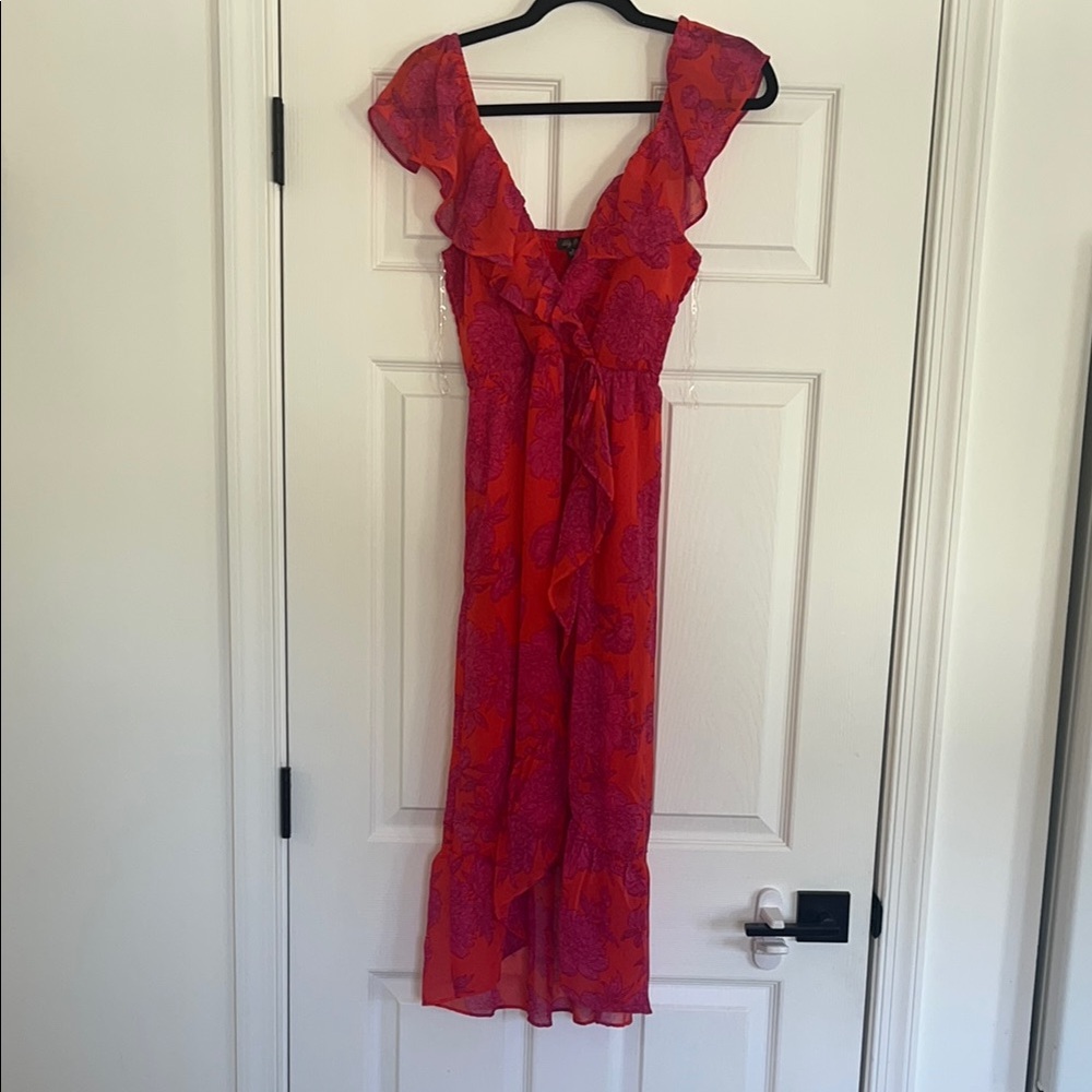 Lily Rose Red Ruffled Tie Front Sundress